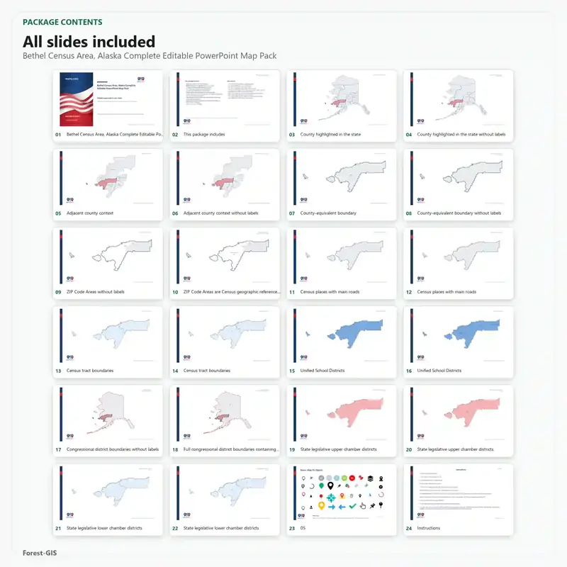 Bethel Census Area, Alaska Editable Map Pack - Image 2