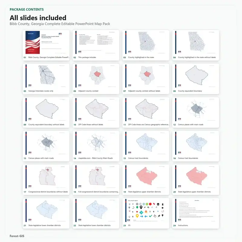 Bibb County, Georgia Editable Map Pack - Image 2