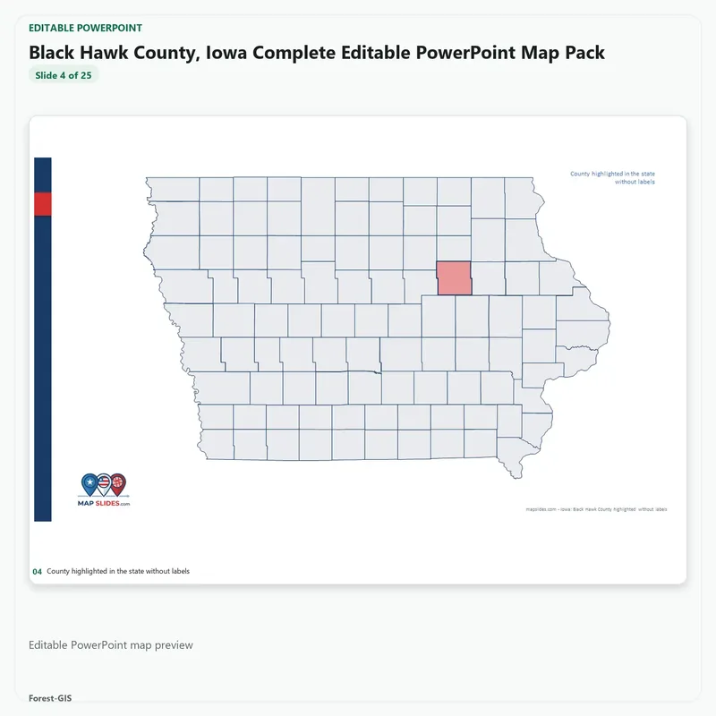 Black Hawk County, Iowa Editable Map Pack - Image 4