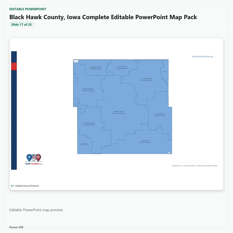 Black Hawk County, Iowa Editable Map Pack - Image 5