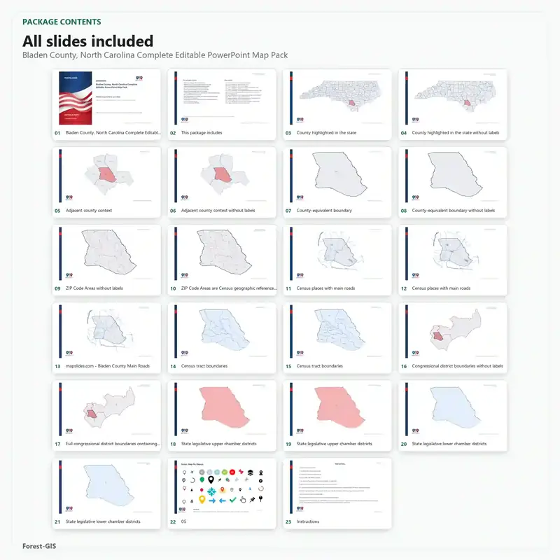 Bladen County, North Carolina Editable Map Pack - Image 2