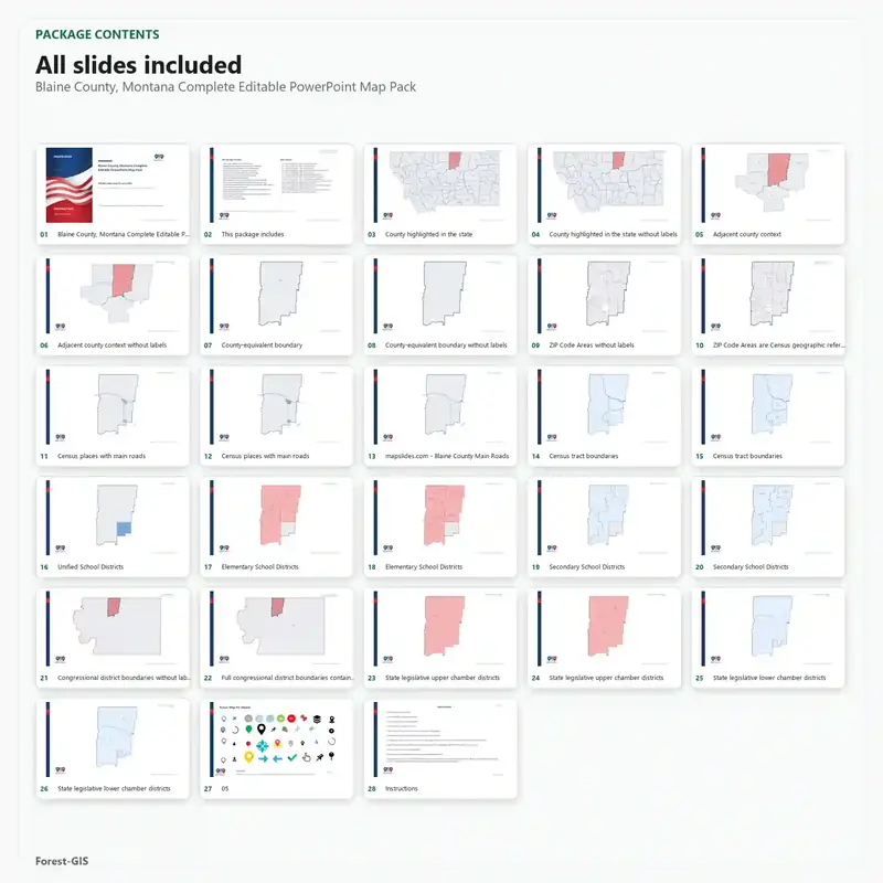 Blaine County, Montana Editable Map Pack - Image 2