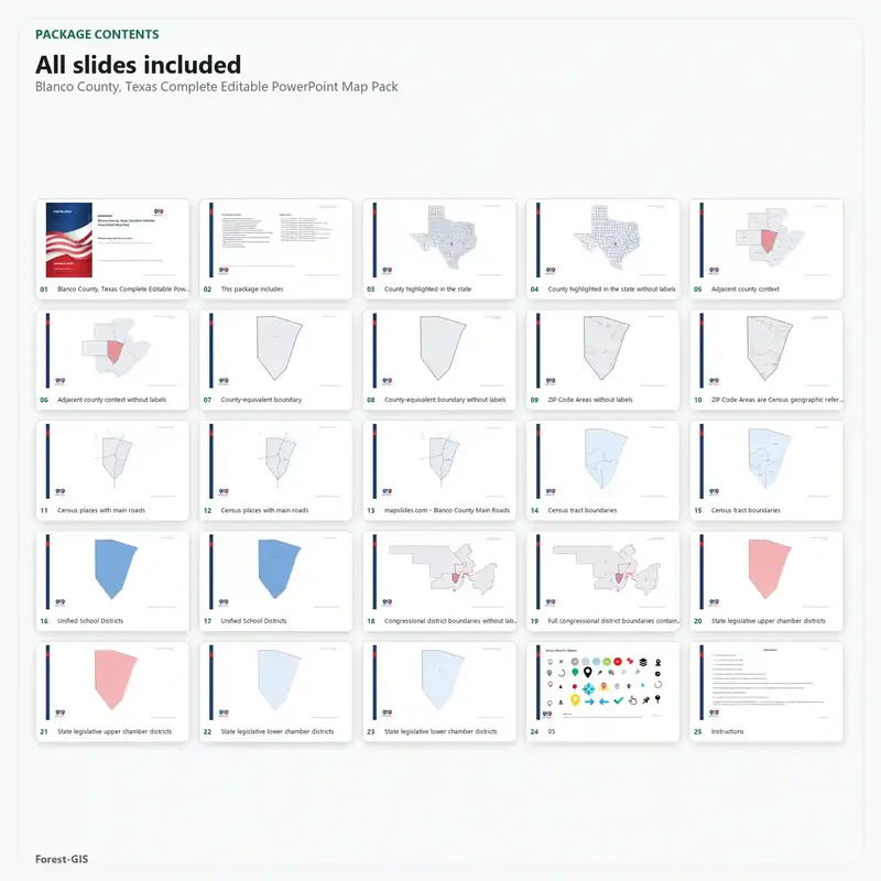 Blanco County, Texas Editable Map Pack - Image 2