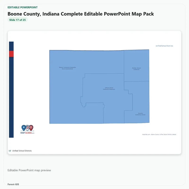 Boone County, Indiana Editable Map Pack - Image 5