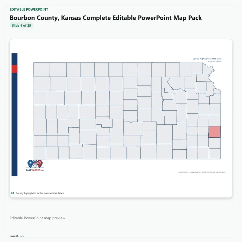 Bourbon County, Kansas Editable Map Pack - Image 4