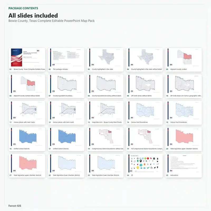 Bowie County, Texas Editable Map Pack - Image 2
