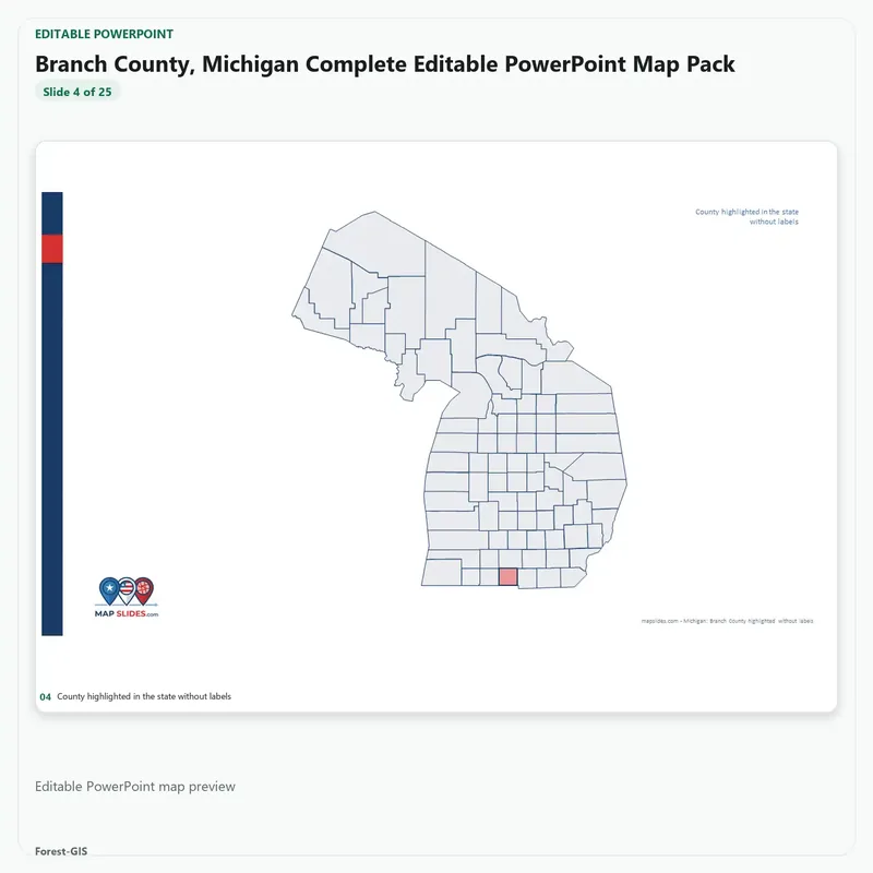 Branch County, Michigan Editable Map Pack - Image 4