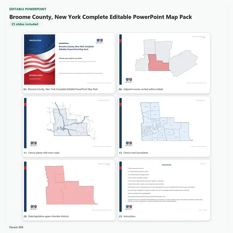 Broome County, New York Editable Map Pack
