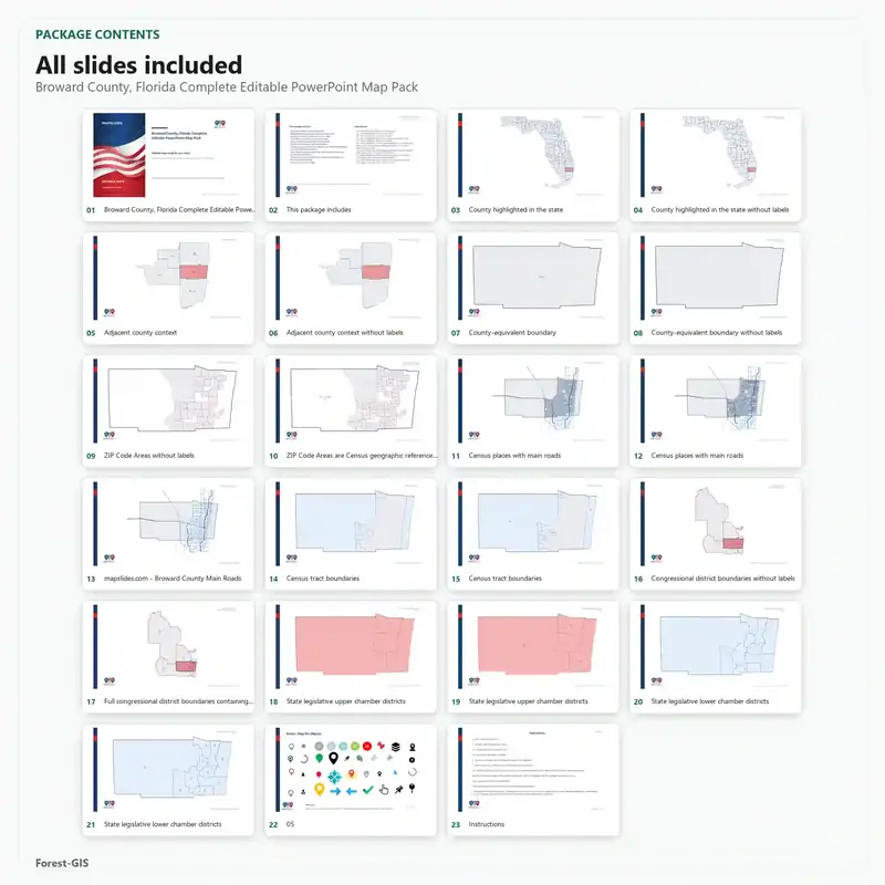 Broward County, Florida Editable Map Pack - Image 2