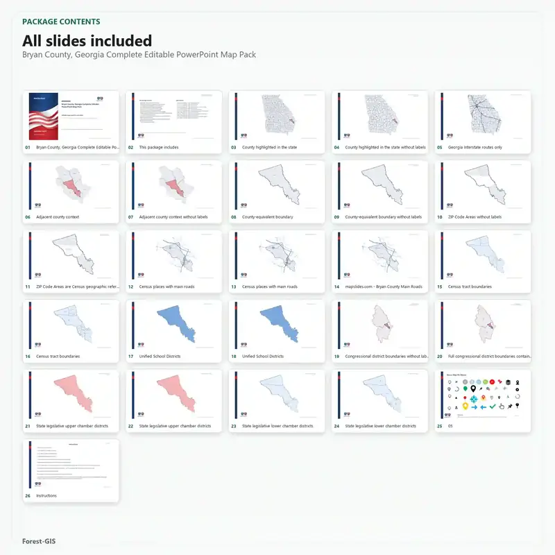 Bryan County, Georgia Editable Map Pack - Image 2
