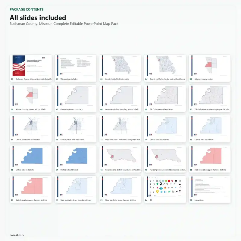 Buchanan County, Missouri Editable Map Pack - Image 2