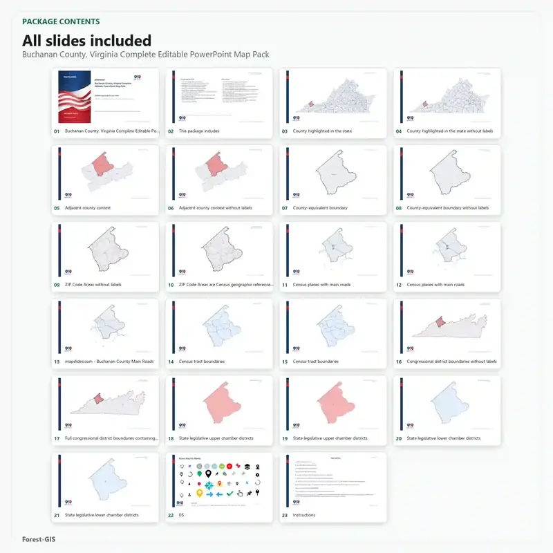 Buchanan County, Virginia Editable Map Pack - Image 2