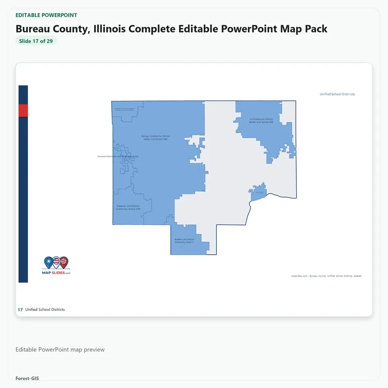 Bureau County, Illinois Editable Map Pack - Image 5