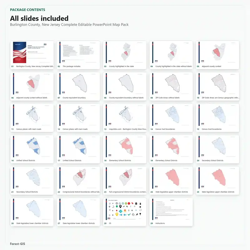 Burlington County, New Jersey Editable Map Pack - Image 2