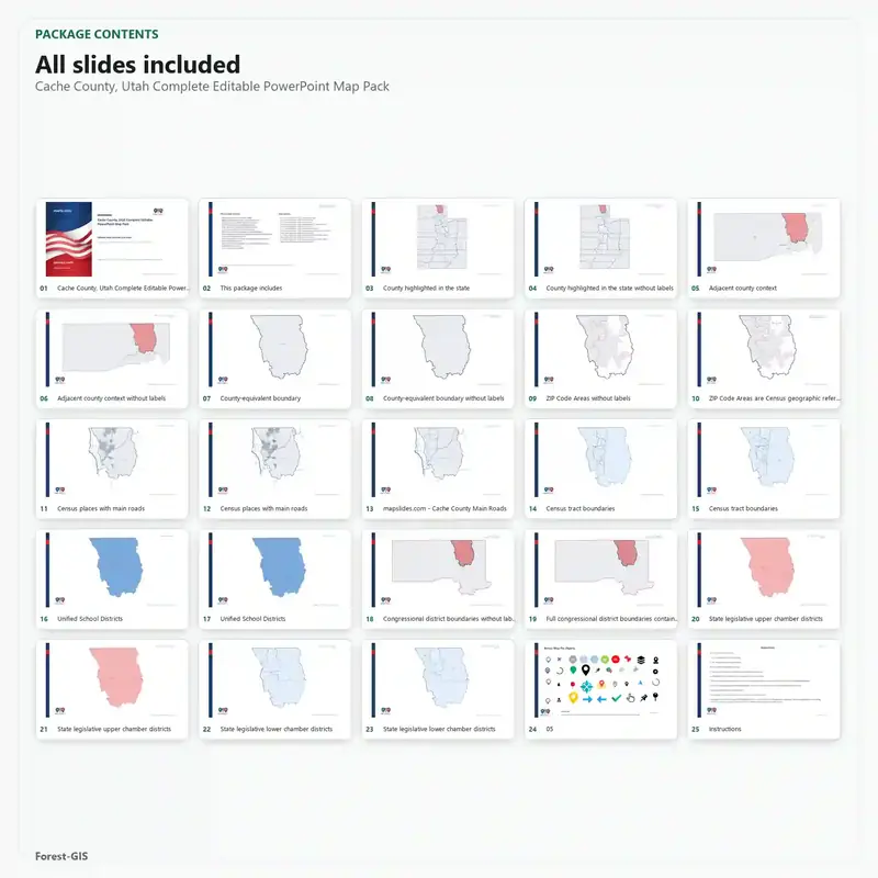 Cache County, Utah Editable Map Pack - Image 2