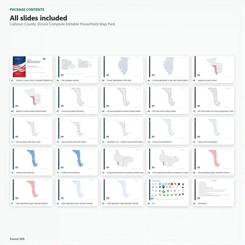 Calhoun County, Illinois Editable Map Pack - Image 2