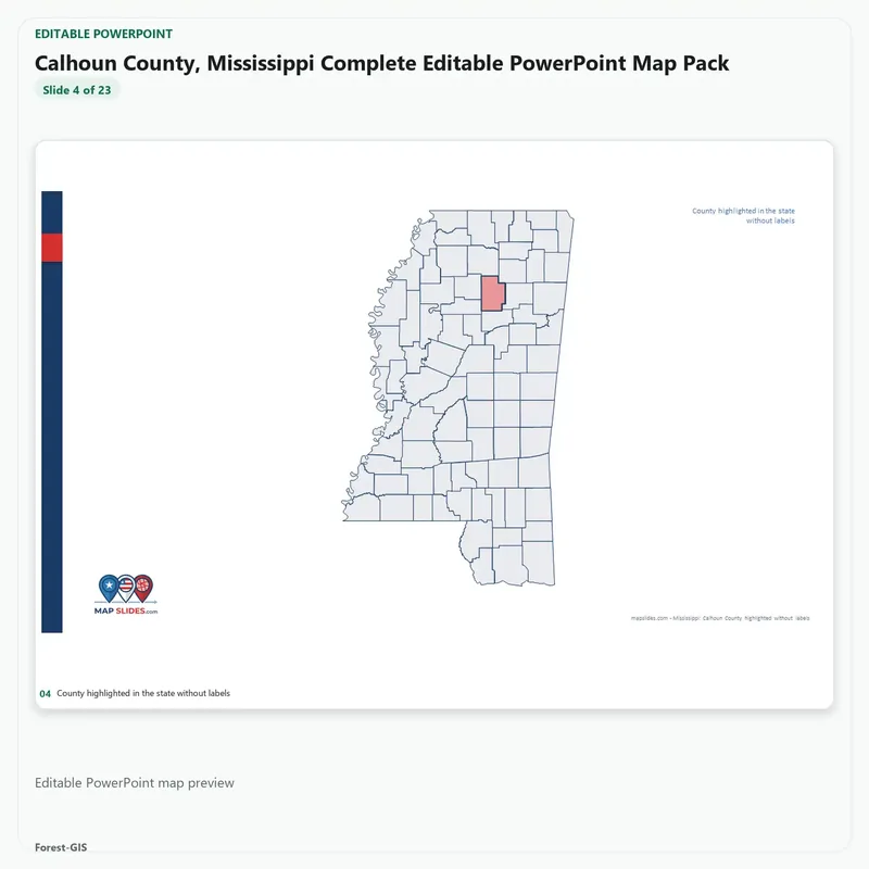 Calhoun County, Mississippi Editable Map Pack - Image 4