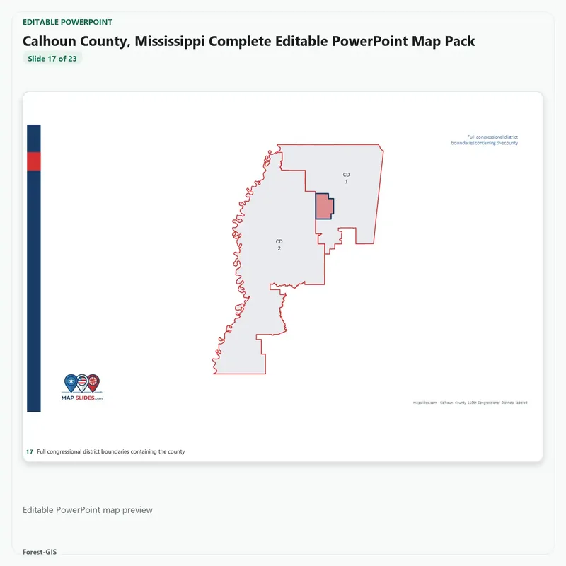 Calhoun County, Mississippi Editable Map Pack - Image 5