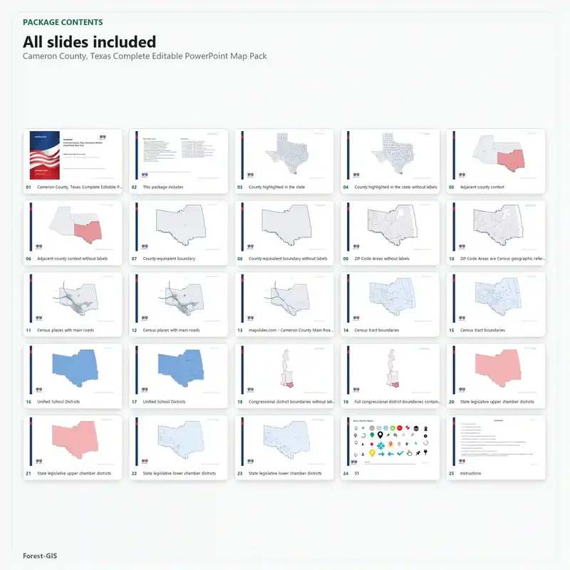 Cameron County, Texas Editable Map Pack - Image 2
