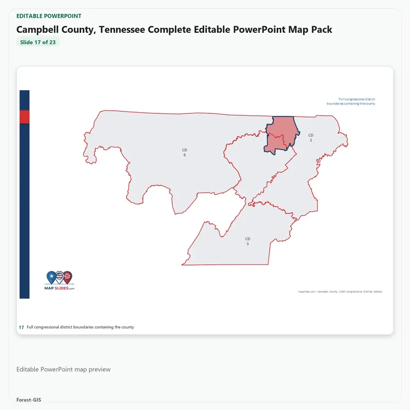 Campbell County, Tennessee Editable Map Pack - Image 5
