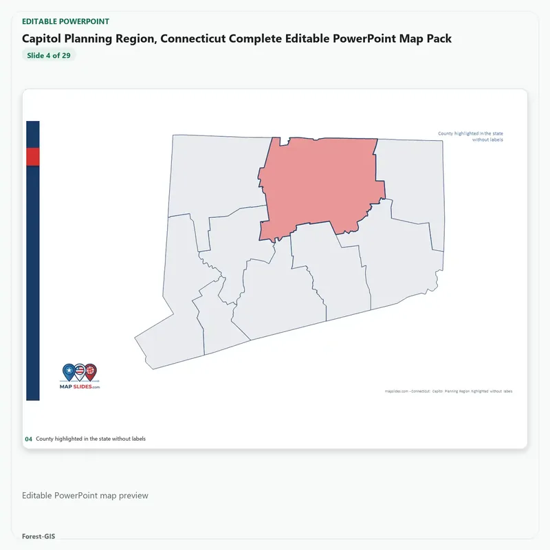 Capitol Planning Region, Connecticut Editable Map Pack - Image 4
