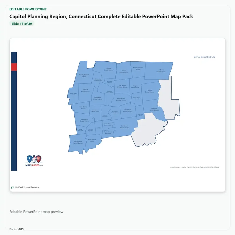 Capitol Planning Region, Connecticut Editable Map Pack - Image 5