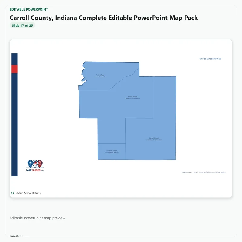 Carroll County, Indiana Editable Map Pack - Image 5