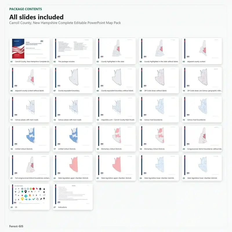 Carroll County, New Hampshire Editable Map Pack - Image 2