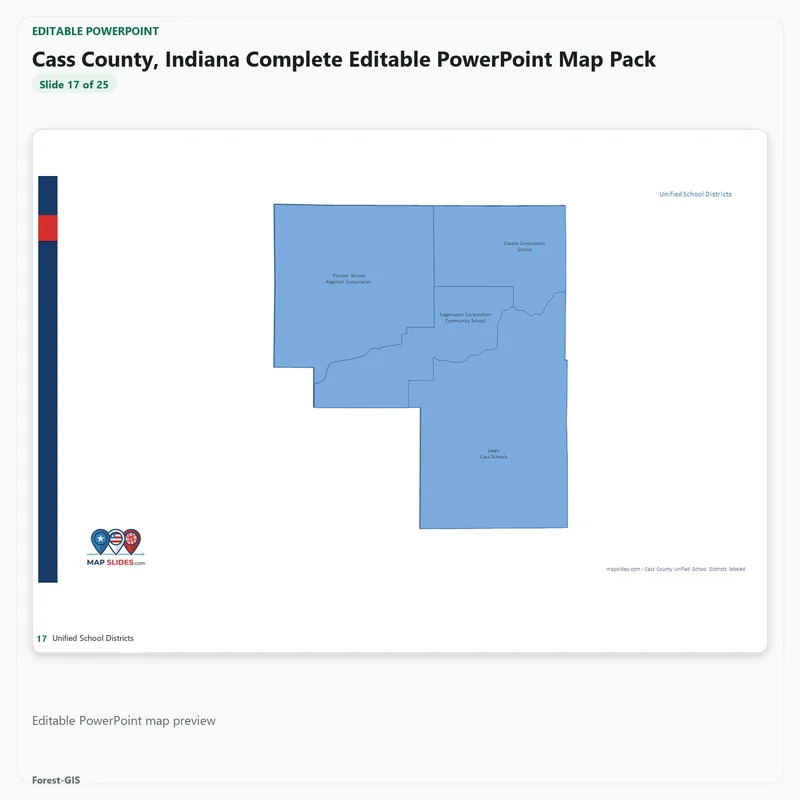 Cass County, Indiana Editable Map Pack - Image 5