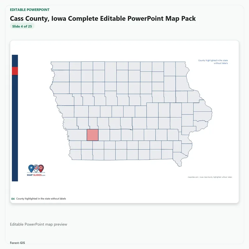Cass County, Iowa Editable Map Pack - Image 4