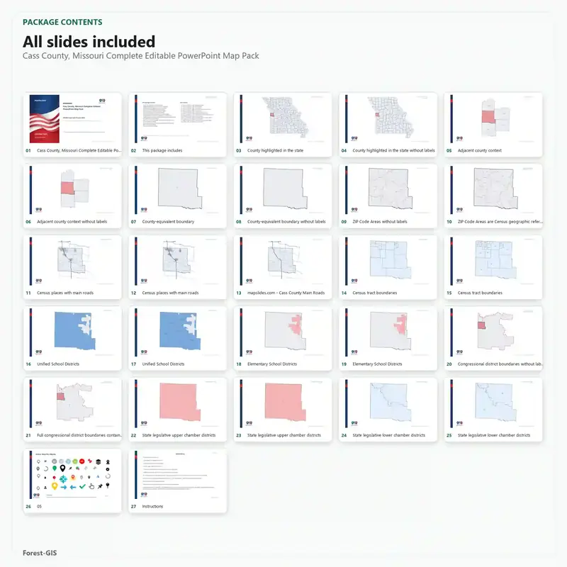 Cass County, Missouri Editable Map Pack - Image 2