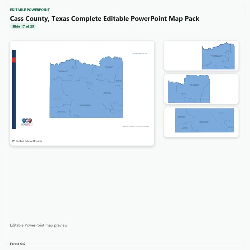 Cass County, Texas Editable Map Pack - Image 5