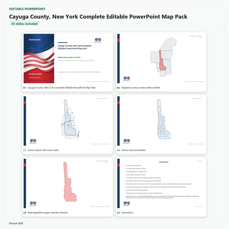 Cayuga County, New York Editable Map Pack