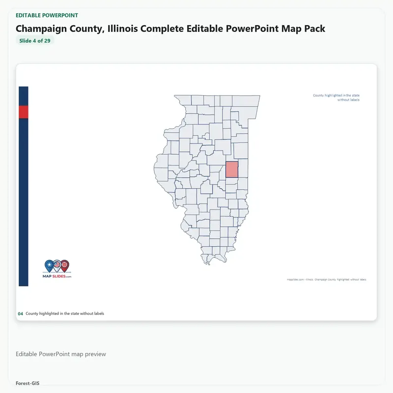 Champaign County, Illinois Editable Map Pack - Image 4