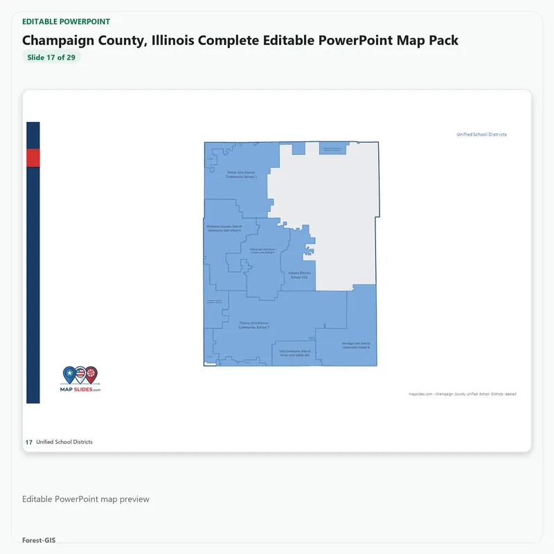 Champaign County, Illinois Editable Map Pack - Image 5