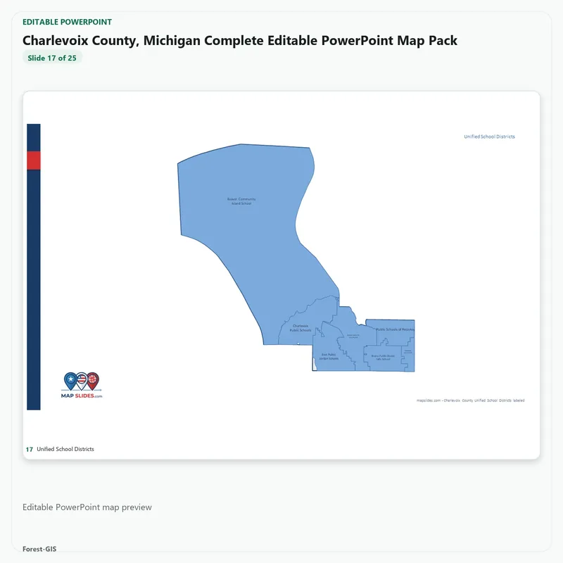 Charlevoix County, Michigan Editable Map Pack - Image 5
