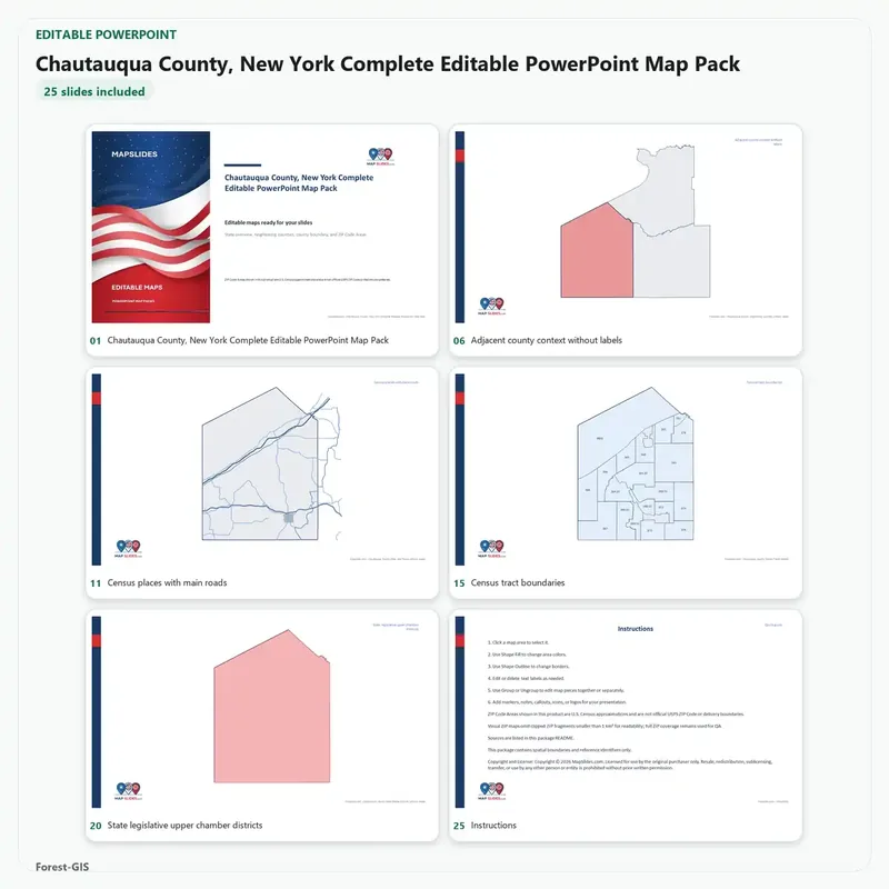 Chautauqua County, New York Editable Map Pack