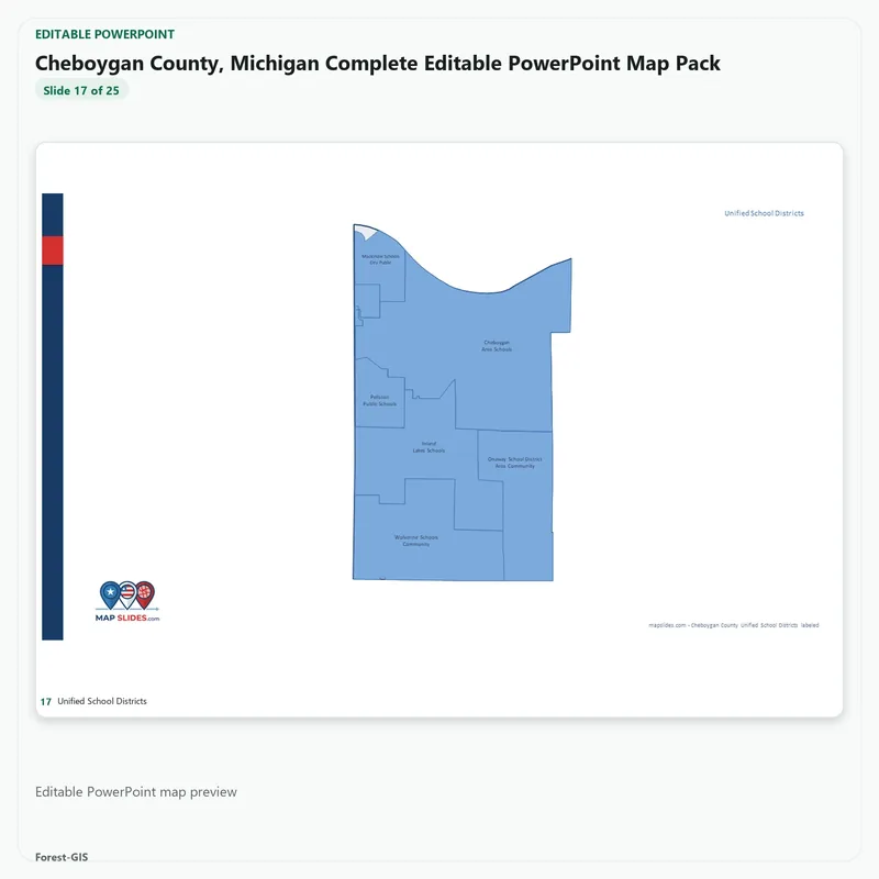 Cheboygan County, Michigan Editable Map Pack - Image 5