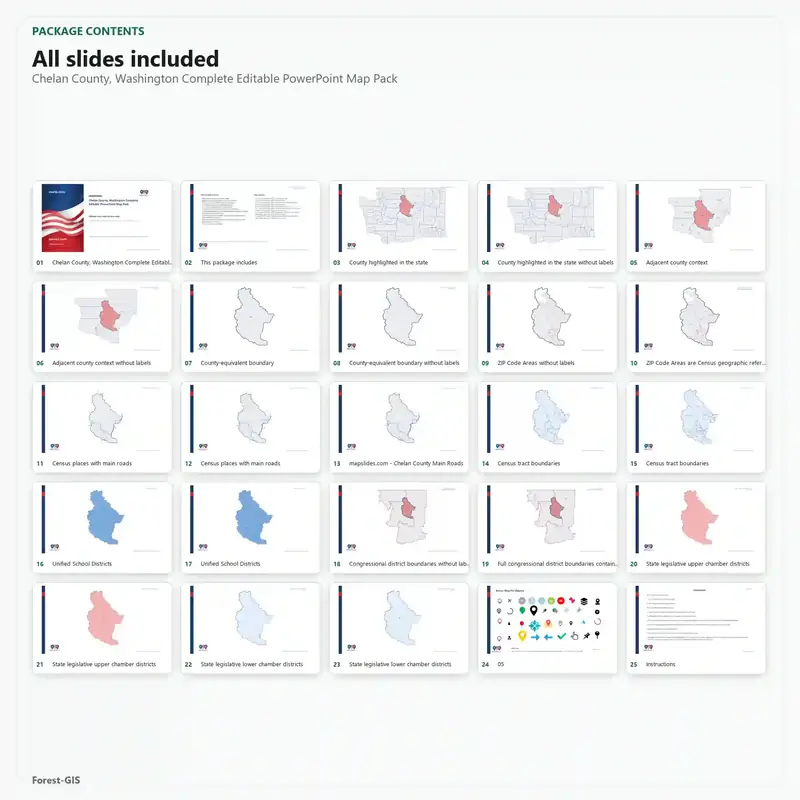 Chelan County, Washington Editable Map Pack - Image 2