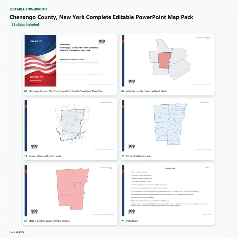 Chenango County, New York Editable Map Pack