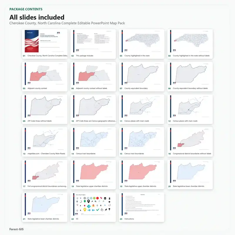 Cherokee County, North Carolina Editable Map Pack - Image 2