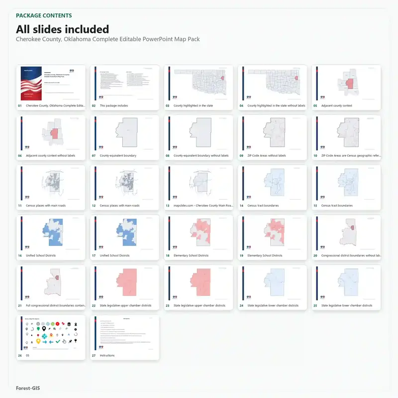 Cherokee County, Oklahoma Editable Map Pack - Image 2
