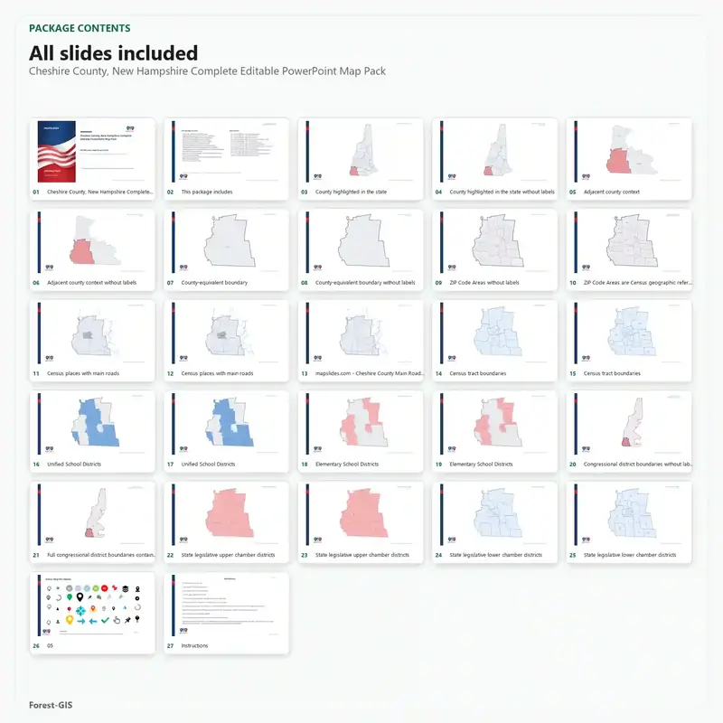 Cheshire County, New Hampshire Editable Map Pack - Image 2