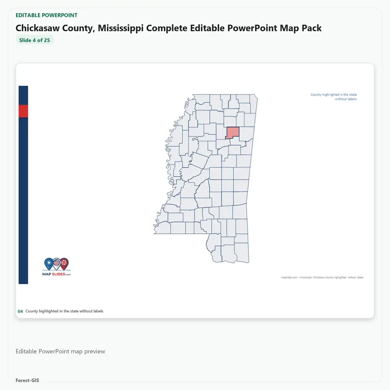 Chickasaw County, Mississippi Editable Map Pack - Image 4