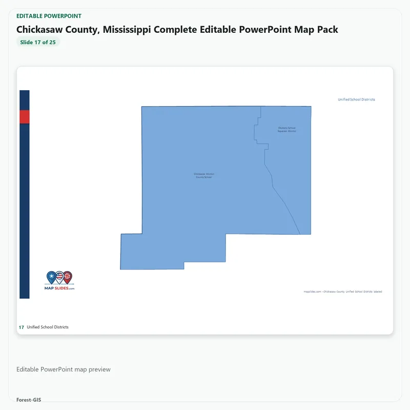 Chickasaw County, Mississippi Editable Map Pack - Image 5