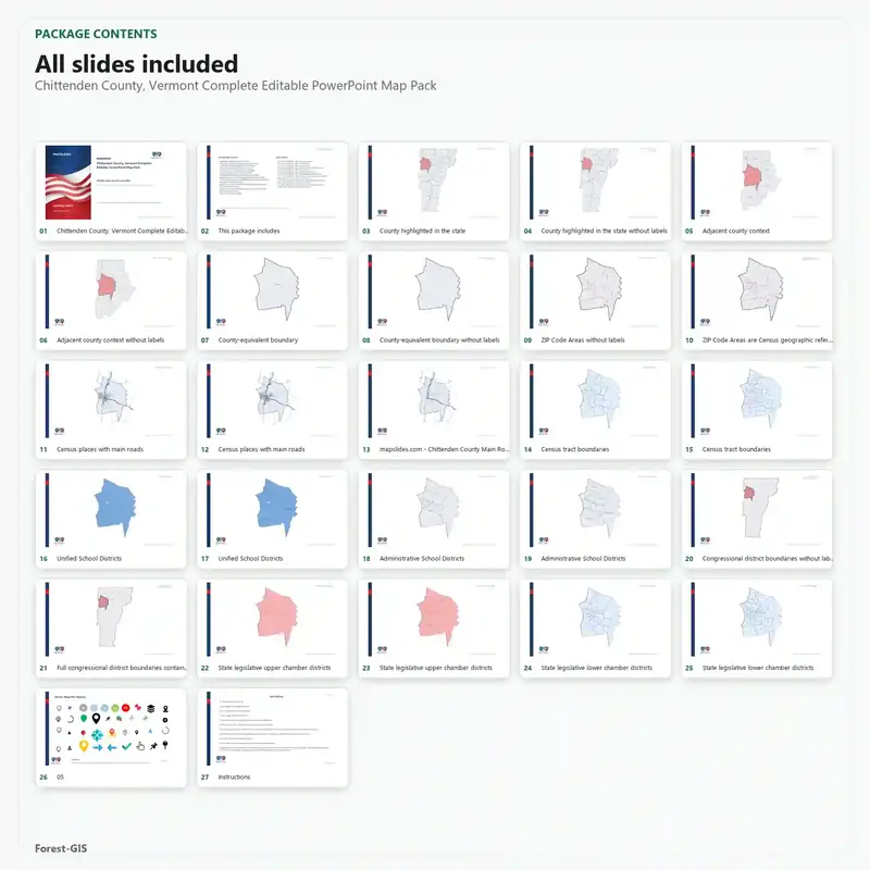 Chittenden County, Vermont Editable Map Pack - Image 2