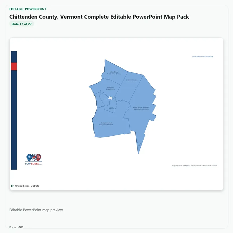 Chittenden County, Vermont Editable Map Pack - Image 5