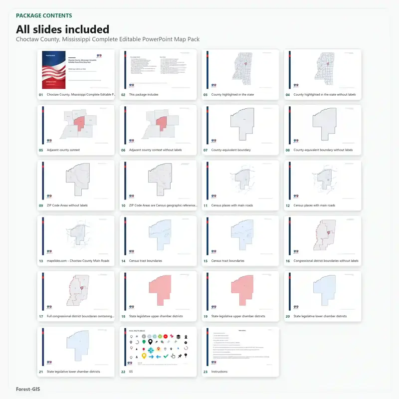 Choctaw County, Mississippi Editable Map Pack - Image 2