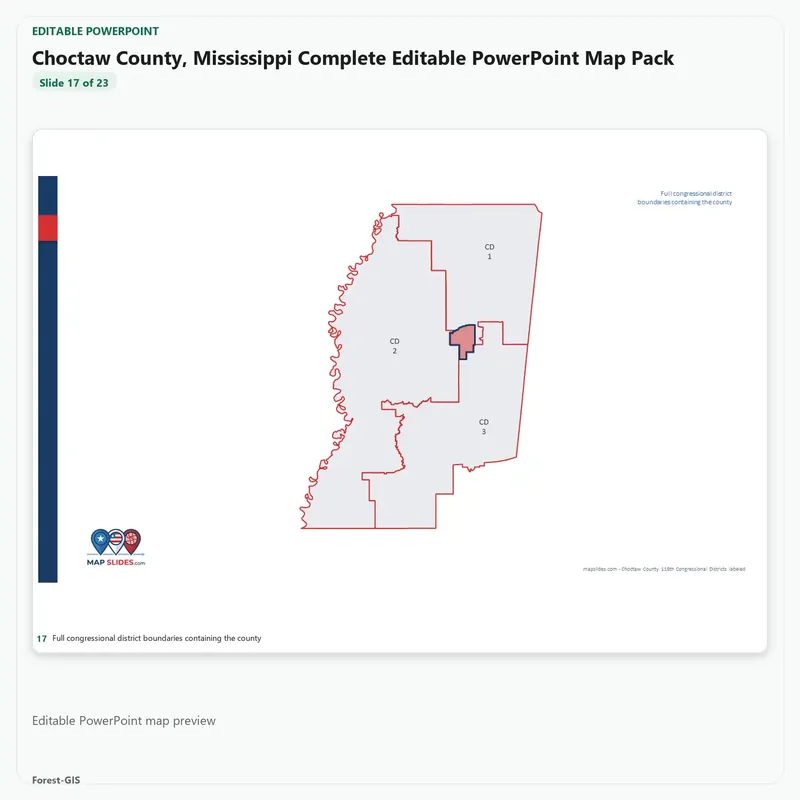 Choctaw County, Mississippi Editable Map Pack - Image 5