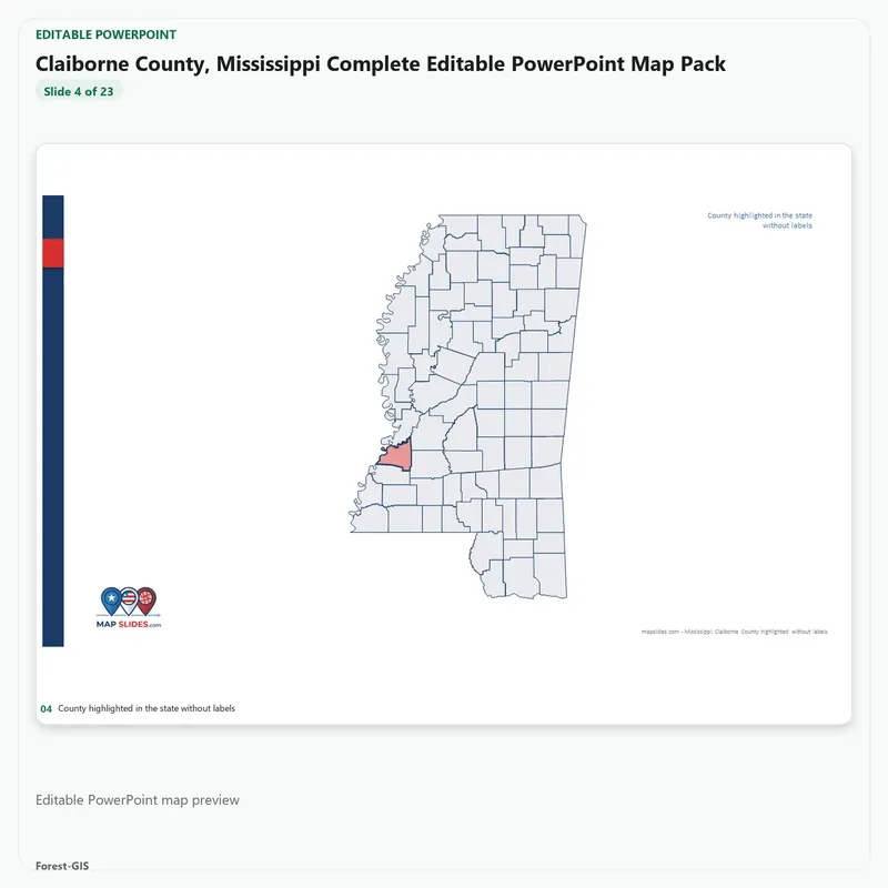 Claiborne County, Mississippi Editable Map Pack - Image 4